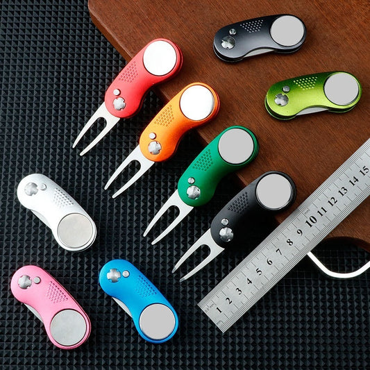 Folding Metal Aluminum-handle Spring Golf Ball Fork