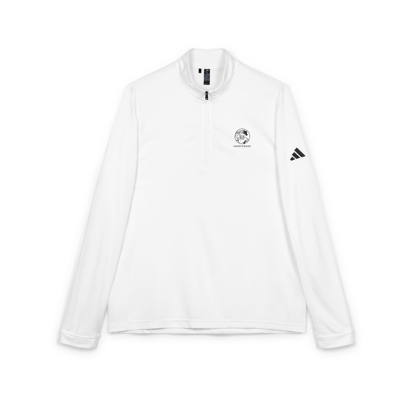 Women's Embroidered Quarter-Zip Pullover — adidas® Athletic Golf Jacket, White