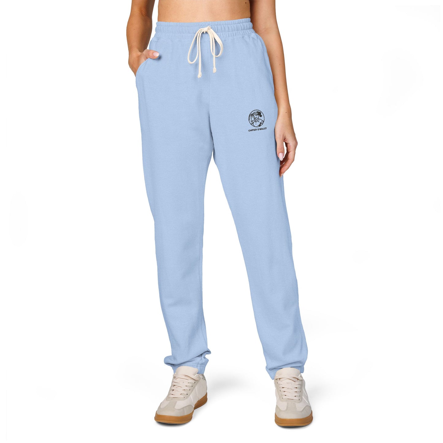 Chipsey O’Malley Embroidered Fleece Joggers — Women’s Garment‑Dyed Sweatpants