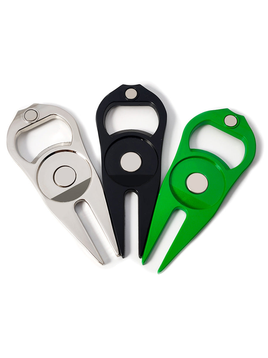 Metal Divot Repair Tool with Magnetic Ball Marker & Bottle Opener
