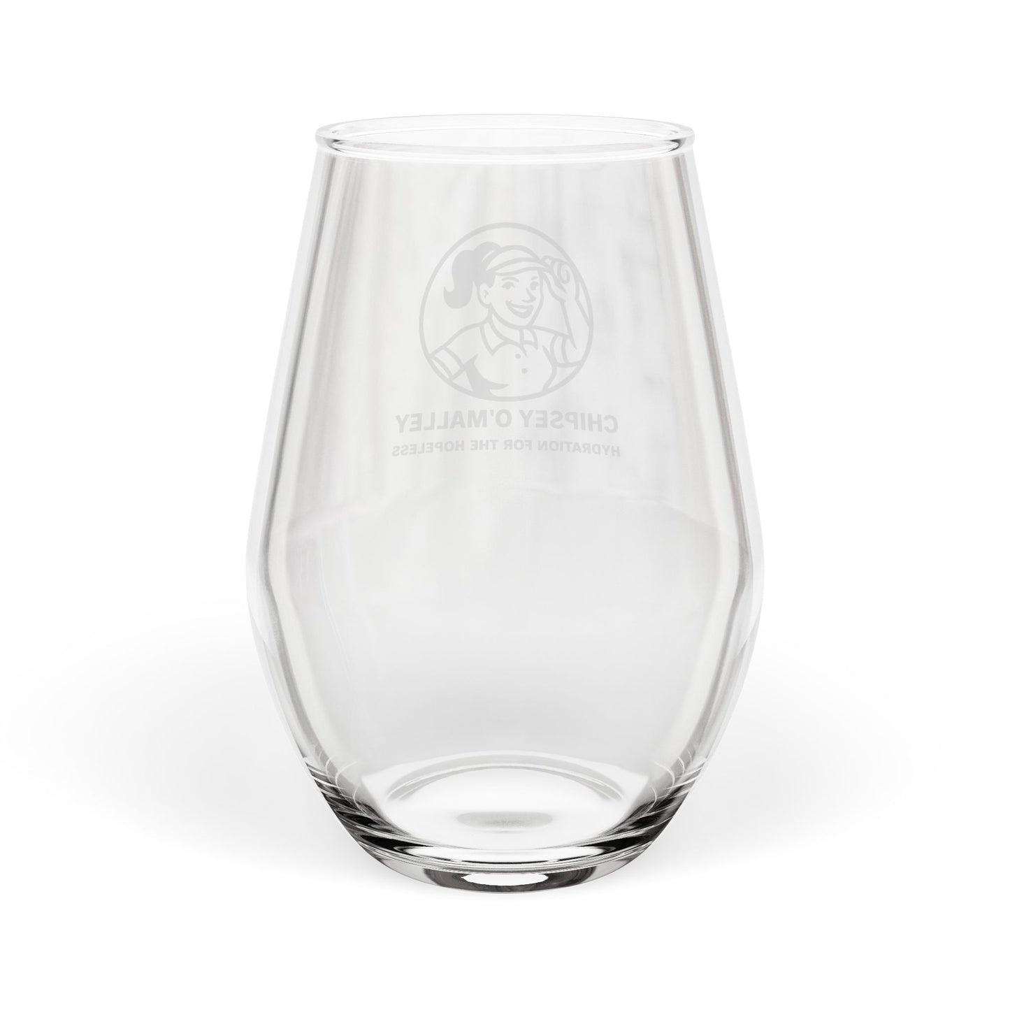 Stemless Wine Glass with Chipsey O'Malley Logo — 11.75 oz