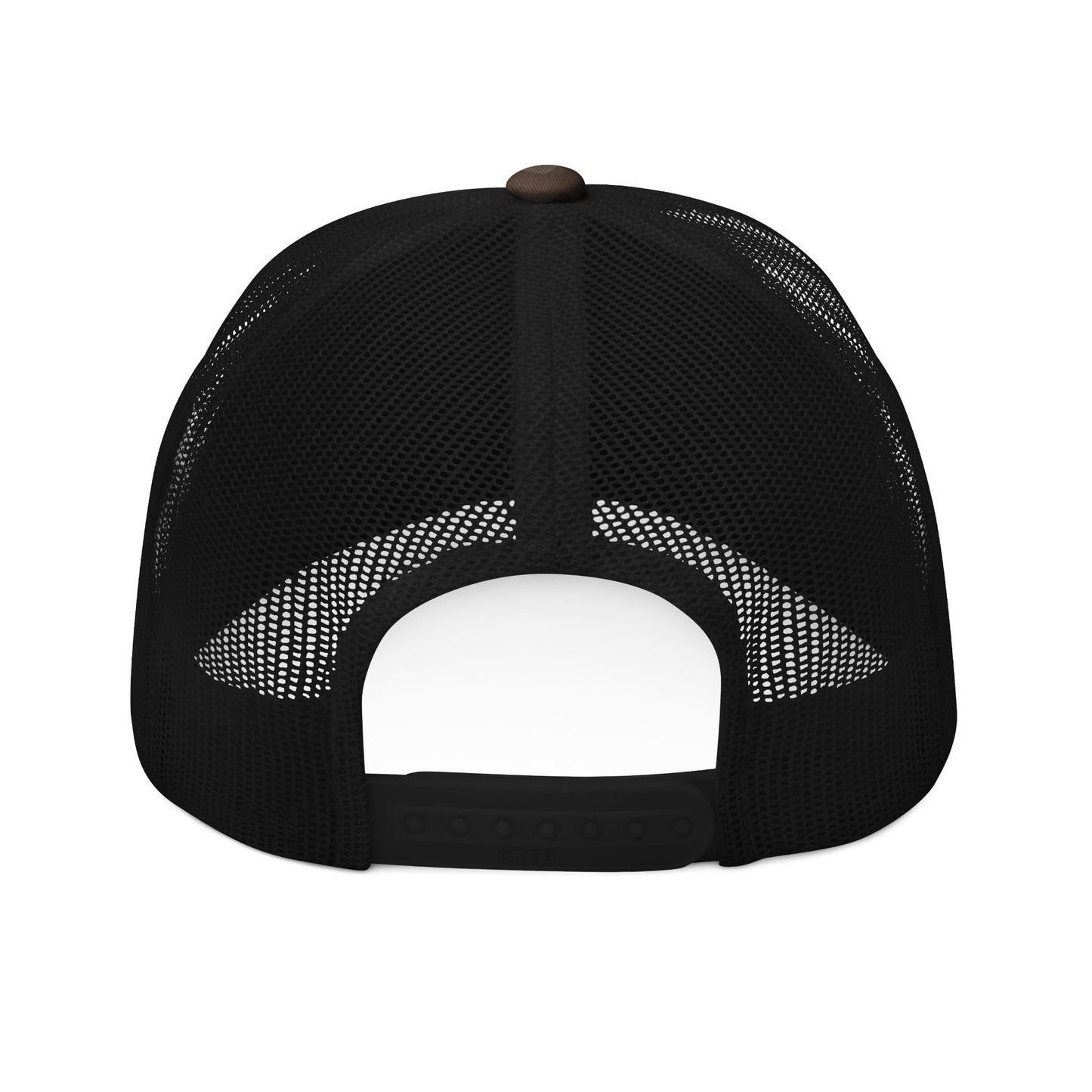 Camo Trucker Golf Hat — Embroidered Crest, Breathable Mesh Snapback