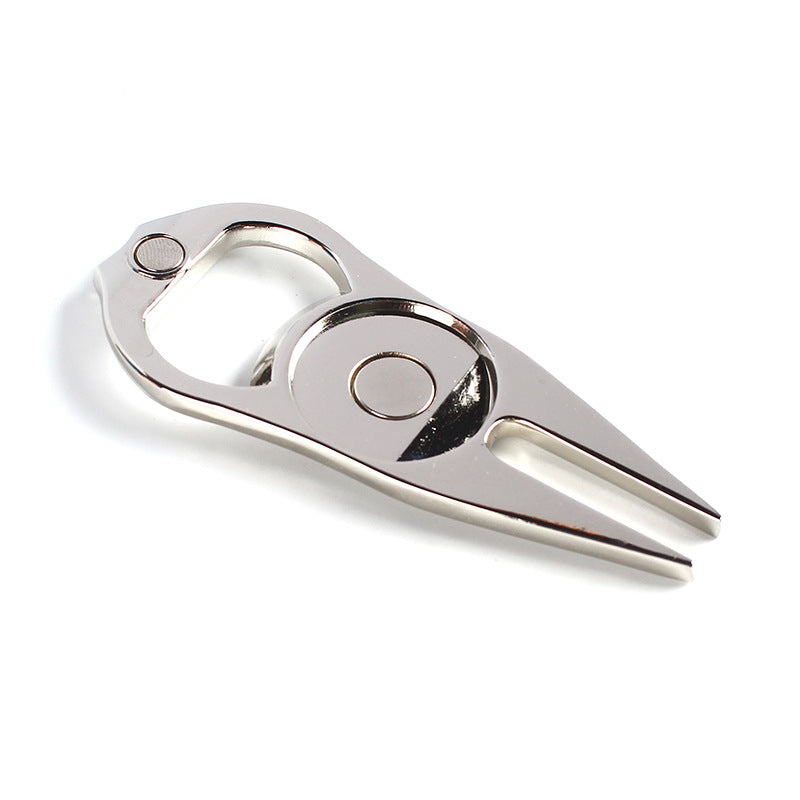 Metal Divot Repair Tool with Magnetic Ball Marker & Bottle Opener